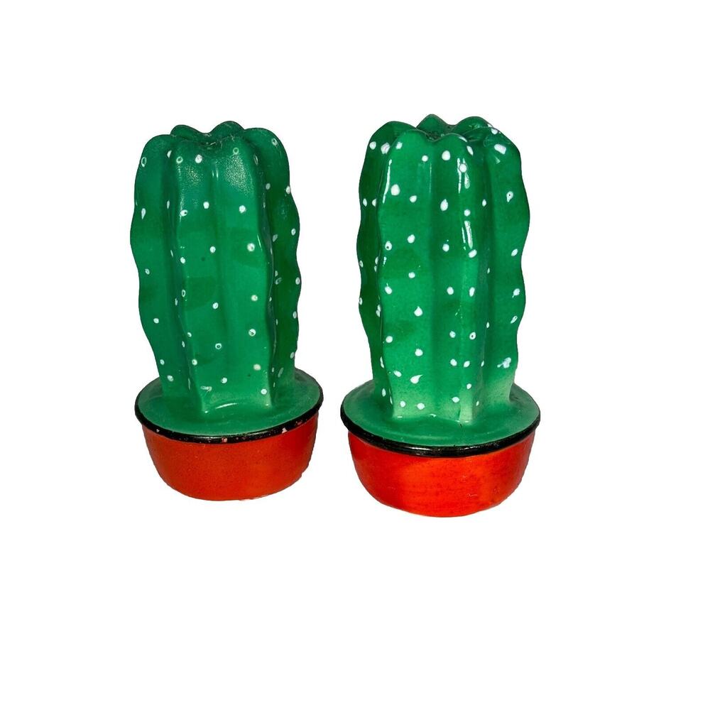 Vintage Japan Cactus Succulent Salt And Pepper Shakers 3 x 1 1/2 in